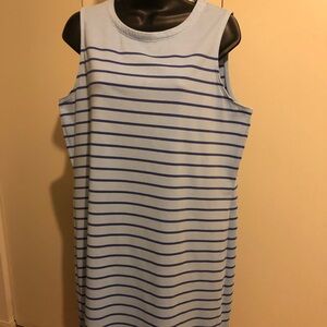 Vineyard Vines Light Blue and Navy Striped Sleeveless Mini Dress